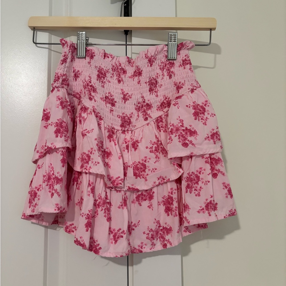 Altar'd State Pink Floral Mini Skirt